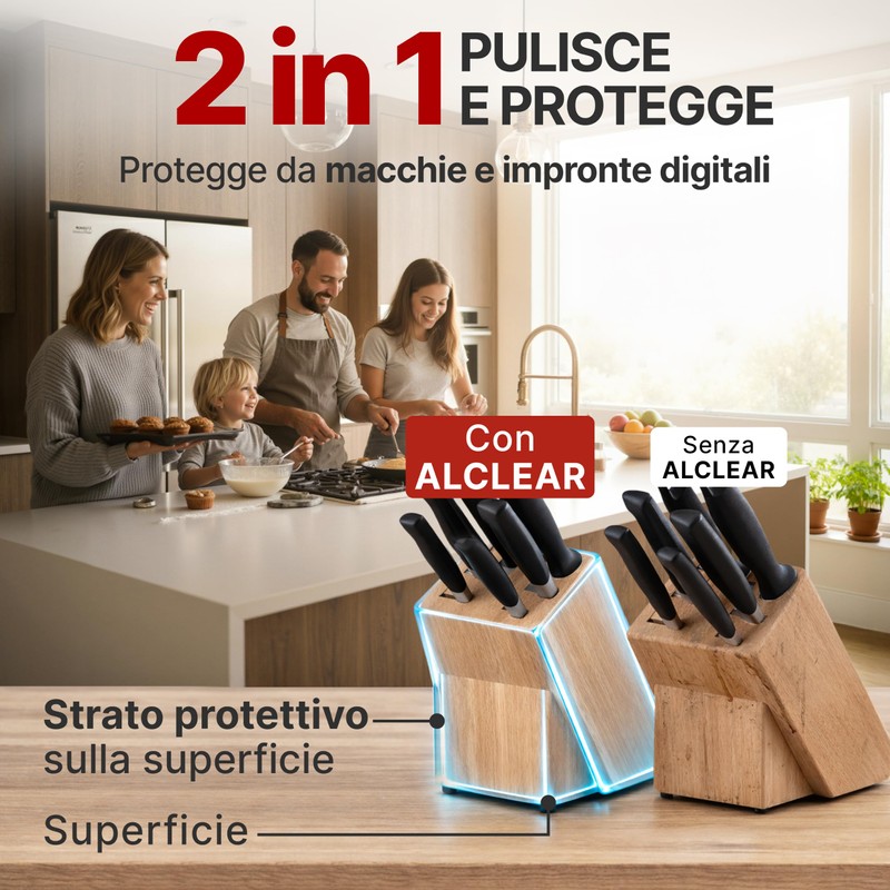 ALCLEAR 721KR detergente frontali cucina 250 ml con panno microfibra