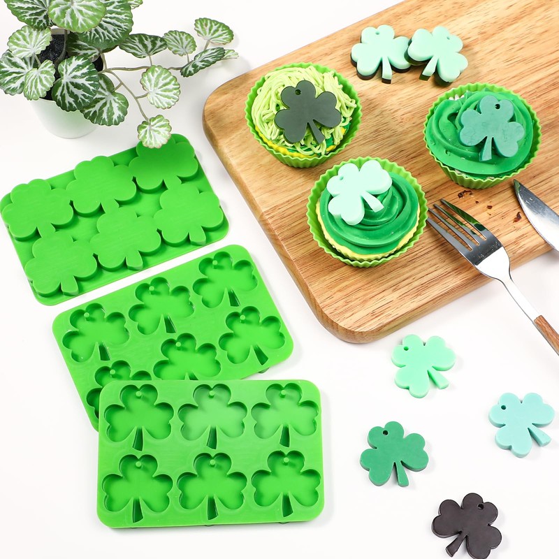 Webake Shamrock Silicone Mold, 6-Caivty Shamrock Mold for Chocolate, Candy,