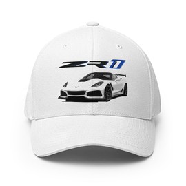 ZR1 Dad Flexible Fitted Dad Hat, Adjustable Cap | Car Enthusiast Gear | Adjustable White