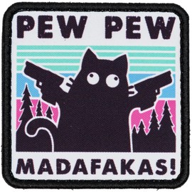 SHEVRONS PEW PEW Madafakas Tactical Funny Morale Patch for Hats, Vests, Jeans, Backpacks, All Clothes, and Gear - Highly Durable and Incredibly Resistant to Fading and Tearing -Violet- 2.83 x 2.83 in