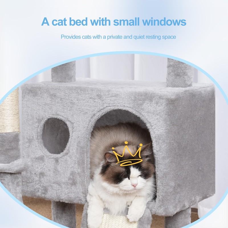 Hey-brother Cat Tree Tower, Scratching Posts with Removable Toys, Cozy