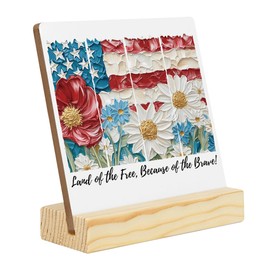 4th of July Decorations for Home Office Fourth of July Decorations Memorial Independence Day Decor America Patriotic Freedom Decor Wood Sign 4 x 4 inches