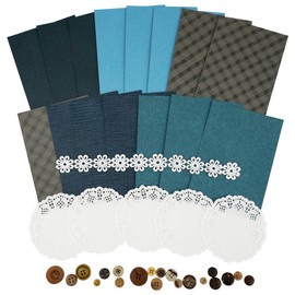 Moriquill 50 PCS Cosmic Blue Journal and Scrapbook Kit, Vintage Paper Craft Set with Lace and Buttons for Scrapbooking Journaling and Planner Decoration