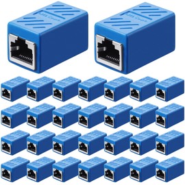 Frienda 30 Pieces RJ45 Coupler, Ethernet Extension Adapter Network Connector for Cat7/Cat6/Cat5e/Cat5 Ethernet Network Cable Coupler Female to Female (Blue)