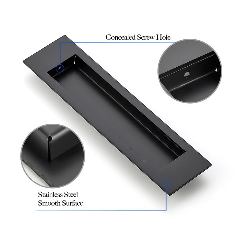 Ravinte 2 Pack Black Sliding Closet Door Handles Black Flush