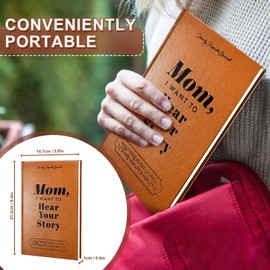 Omagie Mom, I Want to Hear Your Story: A Mather’s Guided Journal To Share His Life & His Love, Dad Journal Book, Black Gold Foil Lettering, Leather Wrapped Hardback, Portable Journal Book (brown mom)