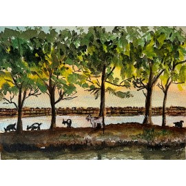 Limited Watercolor Print/Goat Island Marshwalk, Murrells Inlet SC – 9x11 Framed