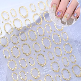 Gold Nail Stickers for Nail Art 5D Embossed Circle Nail Art Stickers Hollow in Nail Decals Self Adhesive Gold Nails Supplies Design for Women Girls Acrylic Nails Manicure DIY 1Sheet
