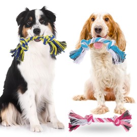48 Pcs Dog Toys Bulk Chew Ropes Dental Cotton Puppy Toys Dog Chew Puppy Teething Toys 2 Knot Tug of War Toy for Aggressive Chewers Small and Medium Dogs Puppies (7.1 Inch)