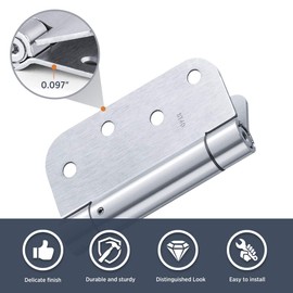 Satin Door Hinges Self Closing Hinge Auto Close Hinge Outlet Hardware Adjustable Spring Loaded Hinges 5/8" Radius Corner for Commercial Grade Self-Closing, UL Listed 3 Pack