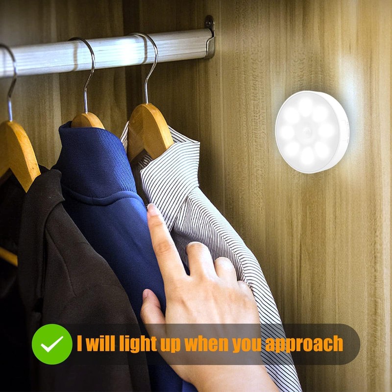 Electight Upgraded Motion Sensor Light, 8 LEDs, 3 Pack Rechargeable,