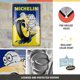 Nostalgic-Art Retro Blechschild, 20 x 30 cm, Michelin – Motorcycle Bibendum – Geschenk-Idee für Motor-Fans, Original Lizenzprodukt (OLP), aus Metall, Vintage Design, Blechschilder Sprüche, Reifen-Deko