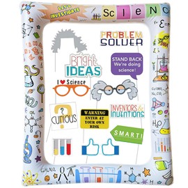 Science Photo Box Accessories Children's Birthday Decoration Experiments Photo Props Physical Chemical Inflatable Photo Frame Scientific Children's Birthday Party Gift for Boys Girls