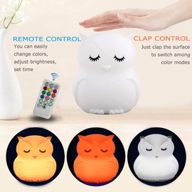 Glinrui Eule Nachtlicht für Kinder Silikon Nachtlampe - 9 Farben Schlafende kinderbettlampe Baby Licht Nachttischlampe für Kleinkinder/Jungen/Mädchen/Schlafzimmer - Mittel