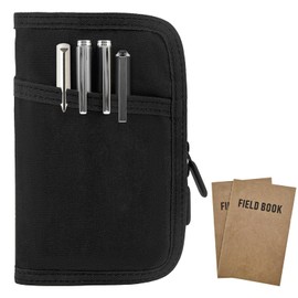 Baizoy Field Notes Notebooks Cover for 3.5 X 5.5 Inch Pocket Notebook Cover With Zipper Pen Holder, Water Resistant Steno Notebook Cover for Journal Notebook Planner Wallet, include 2 a notebook (Black)