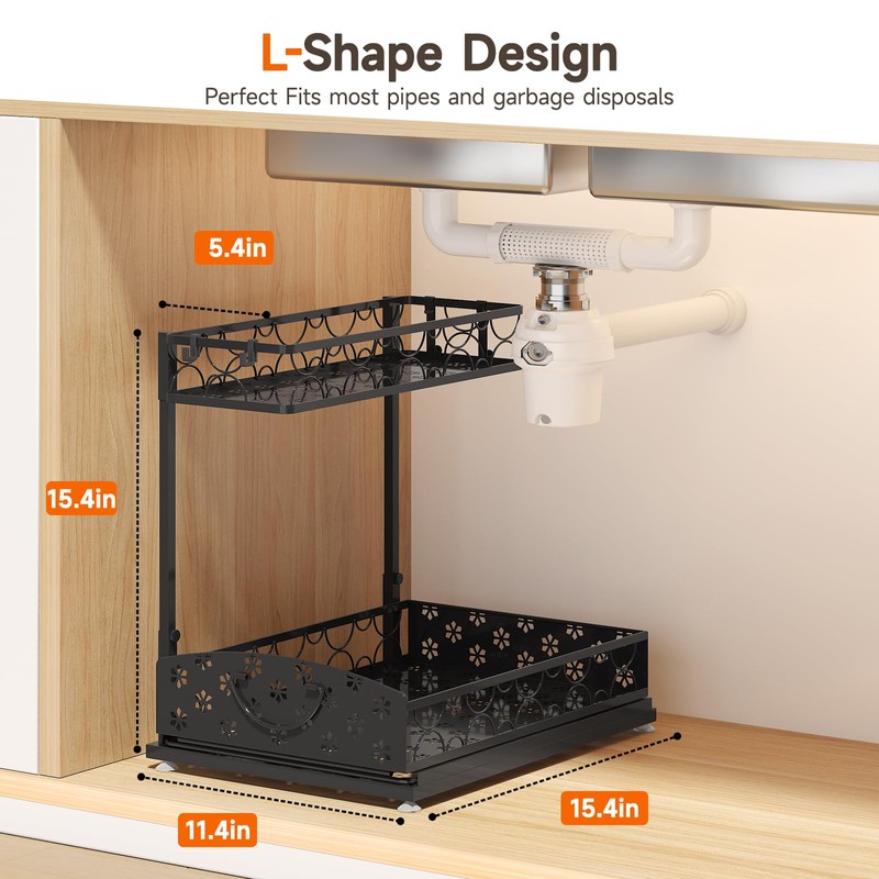 Sevenblue 2 Packs Under Sink Organizer, High Adjustable 2 Tier