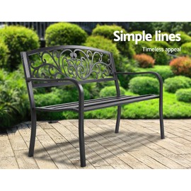 Gardeon Patio Chairs Outdoor Garden Bench Seats Metal-Black