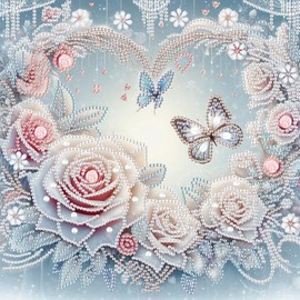 Diamond Art Painting Kits for Adults, 5D Special Shape Diamond Art Kits for Beginners, Crystal Rhinestones Diamond Art Painting for Home Wall Decoration Gift 12×12 inch, Flowers and Butterflies