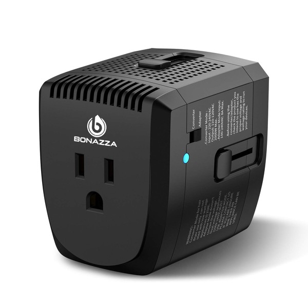 2000Watts Voltage Converter, 220V to 110V Converter, International Plug Adapter, Power Converter Adapter Combo, US to Europe, UK, Israel, Africa Over 150 Countries (Black)