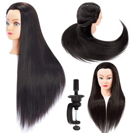 headdoll Mannequin Head Styling Mannequin Head for Hair Styling and Free Table Stand Training Head Manikin Cosmetology Doll Head with Long Fiber Hair Hairdresser Practice Head for Stylist