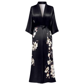 PRODESIGN Long Kimono Robe Satin Sleepwear Gradient Watercolor Silky Kimono Nightgown Bathrobe Kimono Blouse Cardigan