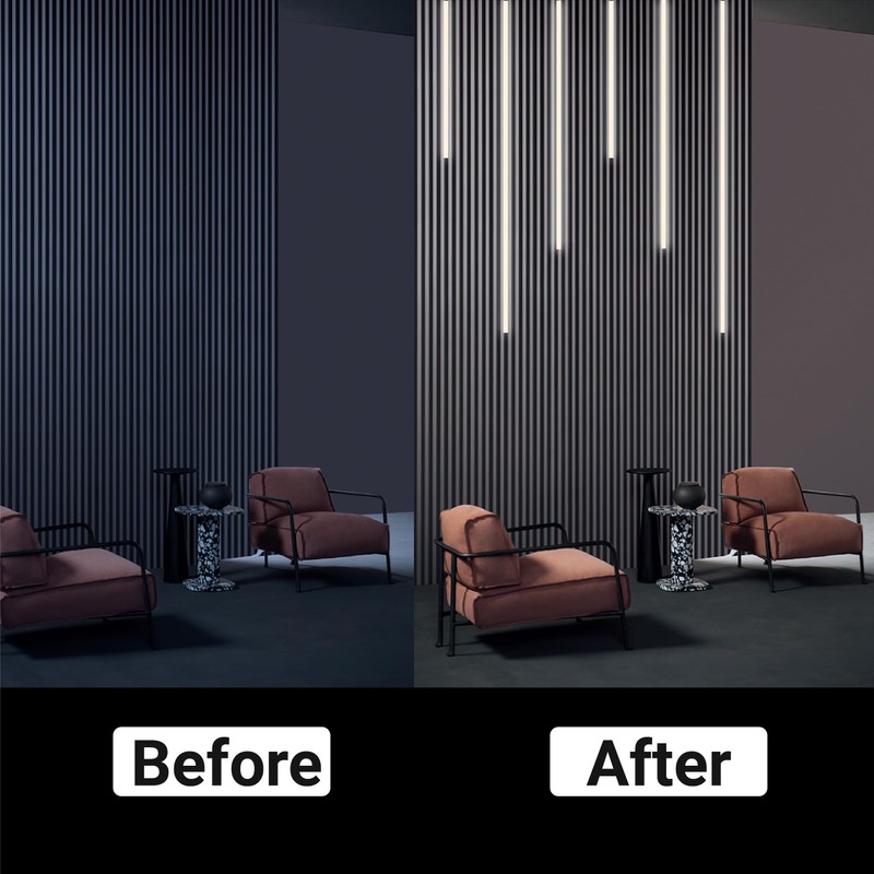 HAMRVL Wood Slat Wall Panels LED Recessed Lighting - 6pcs