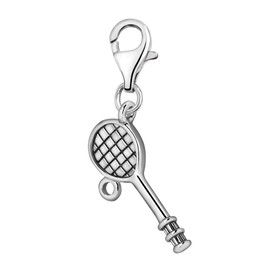 Quiges Women's Silver Plated Tennis Racket Charm Pendant for Charm Bracelet