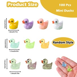 100 Pcs Mini Ducks, Tiny Ducks, Mini Resin Ducks Decorative Accessories Creative Cute Doll Little Ducks Small Ornament Ducks Toys for Car Fairy Garden Dollhouse Landscape Aquarium