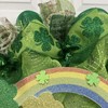 St Patricks Day Shamrock Truck With Rainbow Handmade Deco Mesh