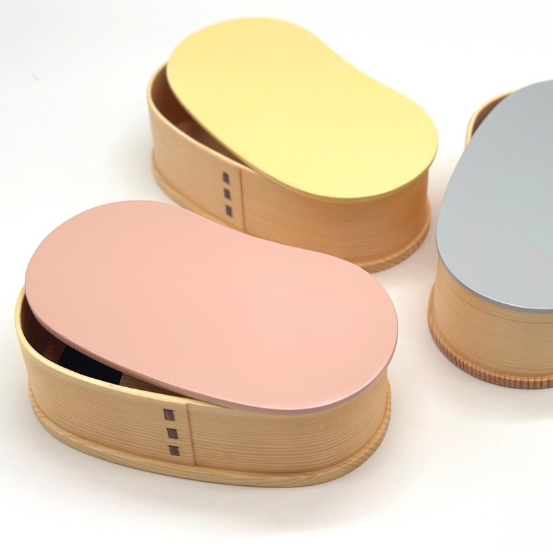 Magewappa Pastel Color, Wooden Bean Shape, Single Tier, Pink, Yellow,