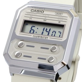 Casio A100 Series Digital Wristwatch, Reproduction Design, Men's, Overseas Model, Beige / Urethane Band A100WEF-8A, cool