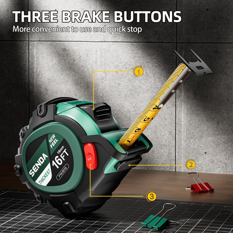 SENDATOOLS 4 Pack Tape Measure 16Ft - Heavy Duty Tape