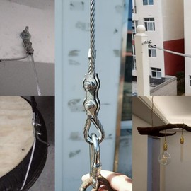 Pack of 14 Duplex Clamp M4 Rope Clamp Wire Rope Clamp 304 Stainless Steel Wire Rope Clips Duplex Clips for 4 mm Steel Cable Rope Rigging