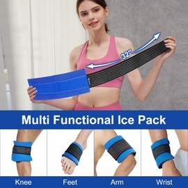 Reusable Hot and Cold Packs for Injuries, 2 Flexible Gel Ice Pack Cold Hot Compress for Joint Pain, Muscle Soreness, Tension Headache, Adjustable Therapy Wrap for Knees, Back, Shoulders, Arms and Legs