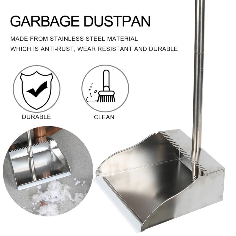 Stainless Steel Dustpan Metal Dustpan with Handle Heavy Duty Dust