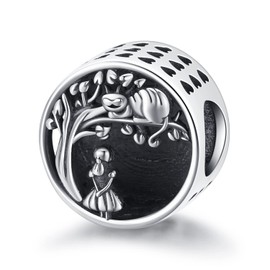 Odinstone Charm Bead 925 Sterling Silver Tree of Life Bead Charms for Women Fit European Bracelet Pendant, Retro Style Charm Jewellery Gift for Women, Sterling Silver, Cubic Zirconia