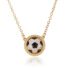 LUREME Sporty Resin Pendant Necklace - Football, Basketball, Volleyball & Baseball Coin Necklace for Women (nl006353-1)