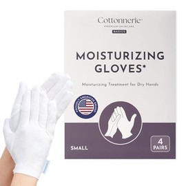 COTTONNERIE 4 pares de guantes de algodón Cottonnerie Basics para dormir con las manos secas, guantes hidratantes nocturnos, guantes humectantes para manos, guantes humectantes para manos secas durant
