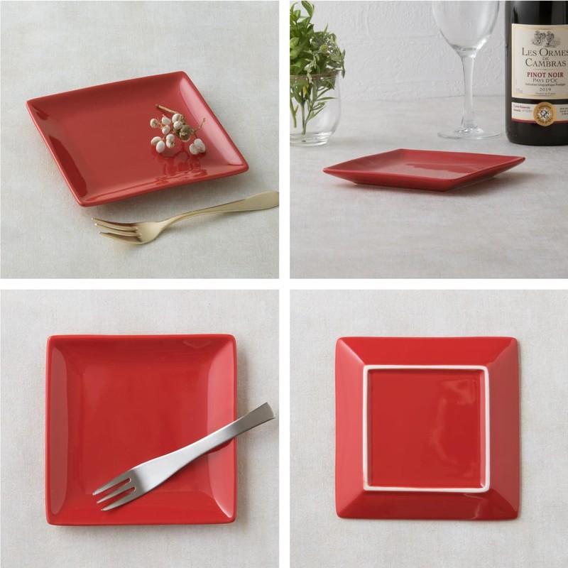 Small Plate Square Plate 5.1 inches (13 cm), Red [Square