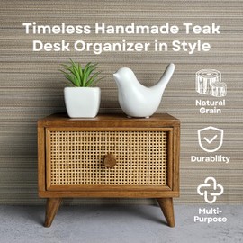 GWYNTH Mini Wood Desk Organizer, Small Desktop Storage Box, Multifunctional Small Teak Wood Tabletop Drawer for Office Supplies, Coffee Pod Holder, Jewelry Accessories, Home Decor