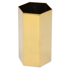 Pen Holder Hex Stainless Steel Gold Electroplating Durable Glossy Corrosion Resistant Wide Application Pencil Holder