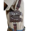 Barsony Horizontal Brown Leather Shoulder Holster w/Dbl Mag Pouch for