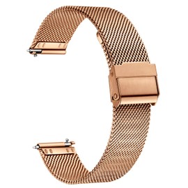 Xiruve Stainless Steel Mesh Quick Release Replacement Strap for Men and Women, 12–24 mm, Rose-Gold