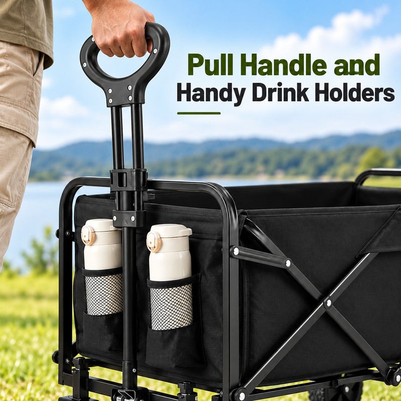 Heavy Duty Foldable Utility Wagon for Grocery Trips and Beach