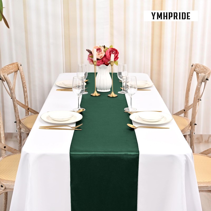 10 Pack 72 Inch Satin Table Runner Emerald Green