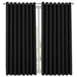 H.VERSAILTEX Blackout Patio Curtains 100 x 108 Inches for Sliding Door Extral Wide Blackout Curtain Panels Thermal Insulated Room Divider - Grommet Top, 9' Tall by 8.5' Wide - Jet Black