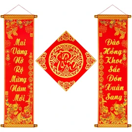3 Pcs Vietnamese New Year Couplets Spring Festival Couplets Wall Stickers Vietnamese Lunar New Year Accessories Home Decor