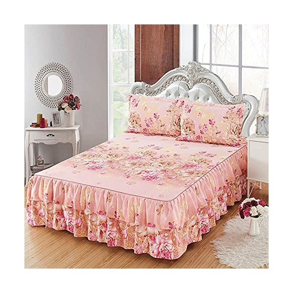 Zhiyuan 2 Layers Ruffled Bed Sheet Skirt Brushed Microfiber Bedspread