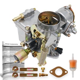 NACHUAN 34 Pict 3 Carburetor For VW Beetle 1600cc Super Beetle Carb 1970-1979 Dual Port Air Cooled 12V Volkswagen Bug Bus Thing Karmann Ghia Squareback Transporter Electric Choke #113129031K