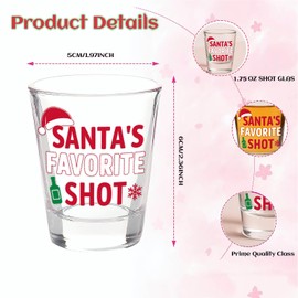 Christmas Shot Glass – “Santa’s Favorite Shot” Novelty Holiday Shot Glass – Funny Santa ShotGlass – Mini Liquor Glass 1.75oz – Perfect Stocking Stuffer or Secret Santa Present